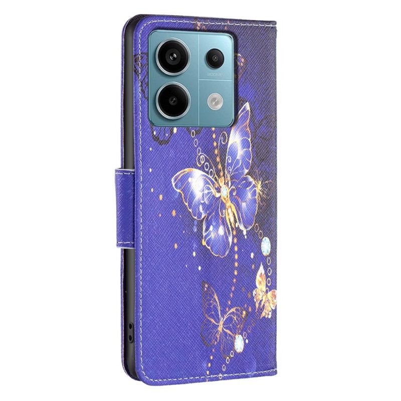 Læder Cover Xiaomi Redmi Note 13 Pro 4g Telefon Etui Lilla Sommerfugle