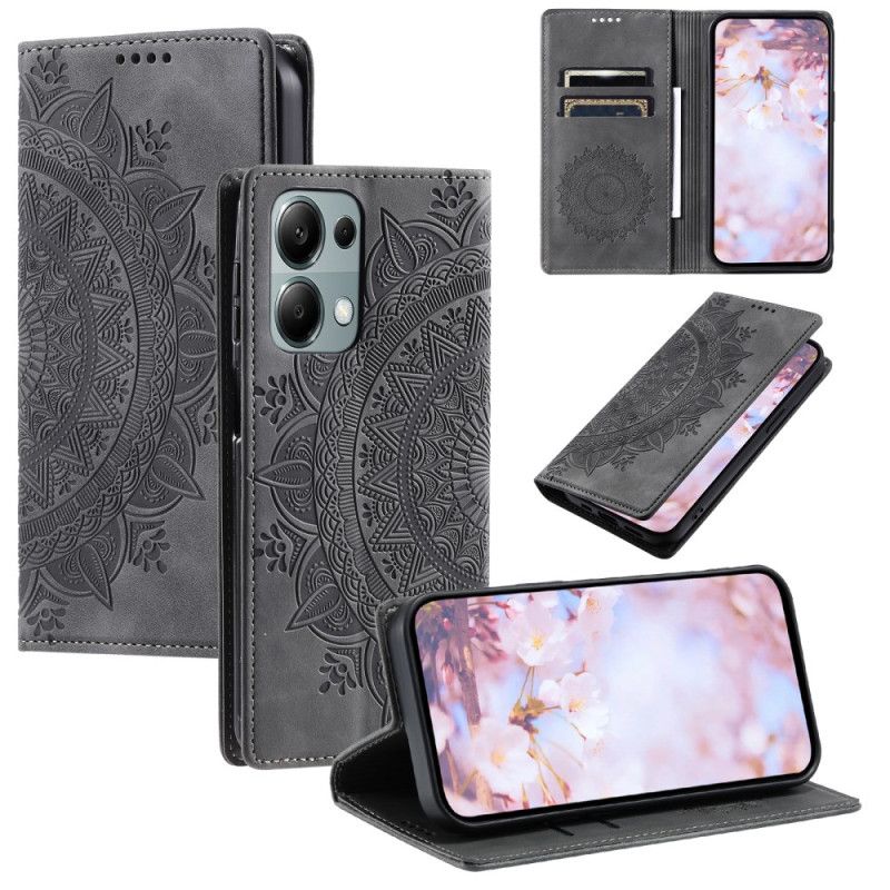 Læder Cover Xiaomi Redmi Note 13 Pro 4g Telefon Etui Mandala Ruskindseffekt