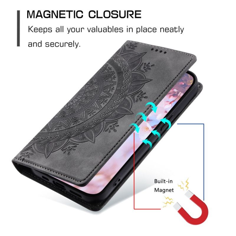 Læder Cover Xiaomi Redmi Note 13 Pro 4g Telefon Etui Mandala Ruskindseffekt