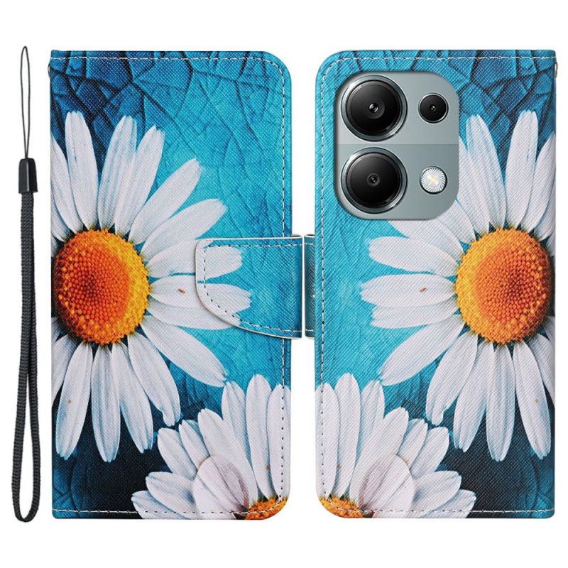 Læder Cover Xiaomi Redmi Note 13 Pro 4g Telefon Etui Storremmekrysantemum