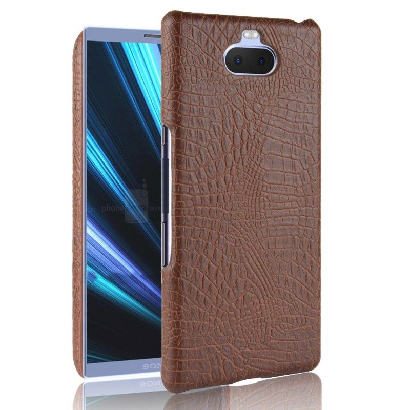 Cover for Sony Xperia 10 Sort Krokodillehudeffekt