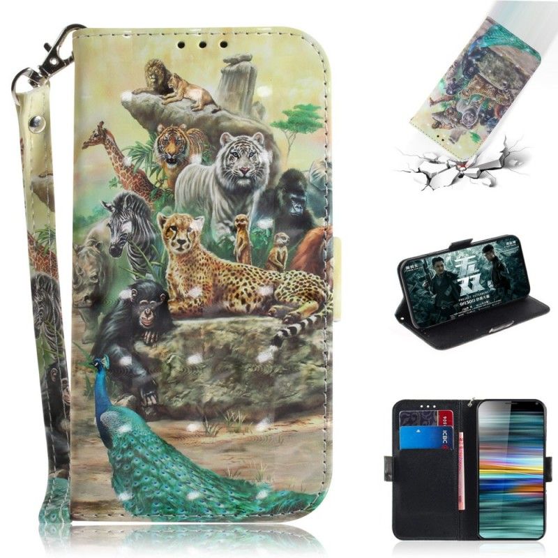 Flip Cover Læder for Sony Xperia 10 Thong Safari Dyr