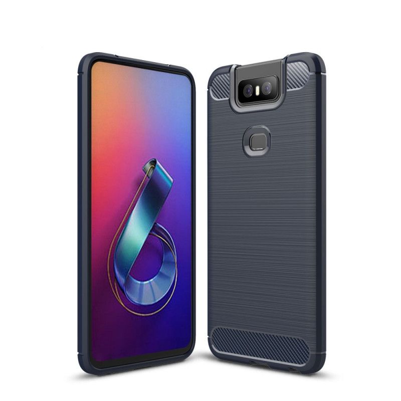 Cover for Asus ZenFone 6 Sort Børstet Kulfiber