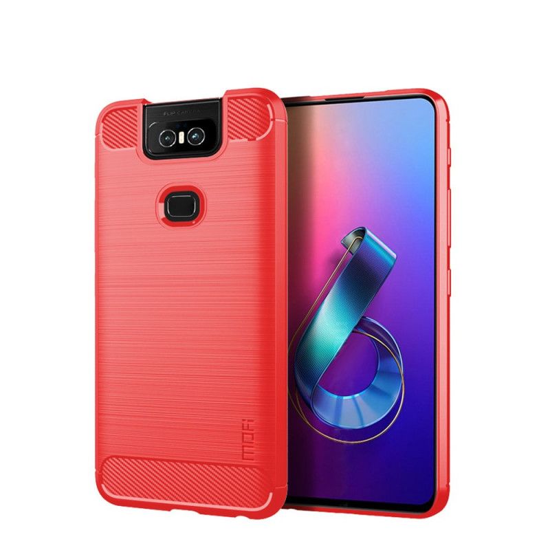 Cover for Asus ZenFone 6 Sort Mofi Børstet Kulfiber