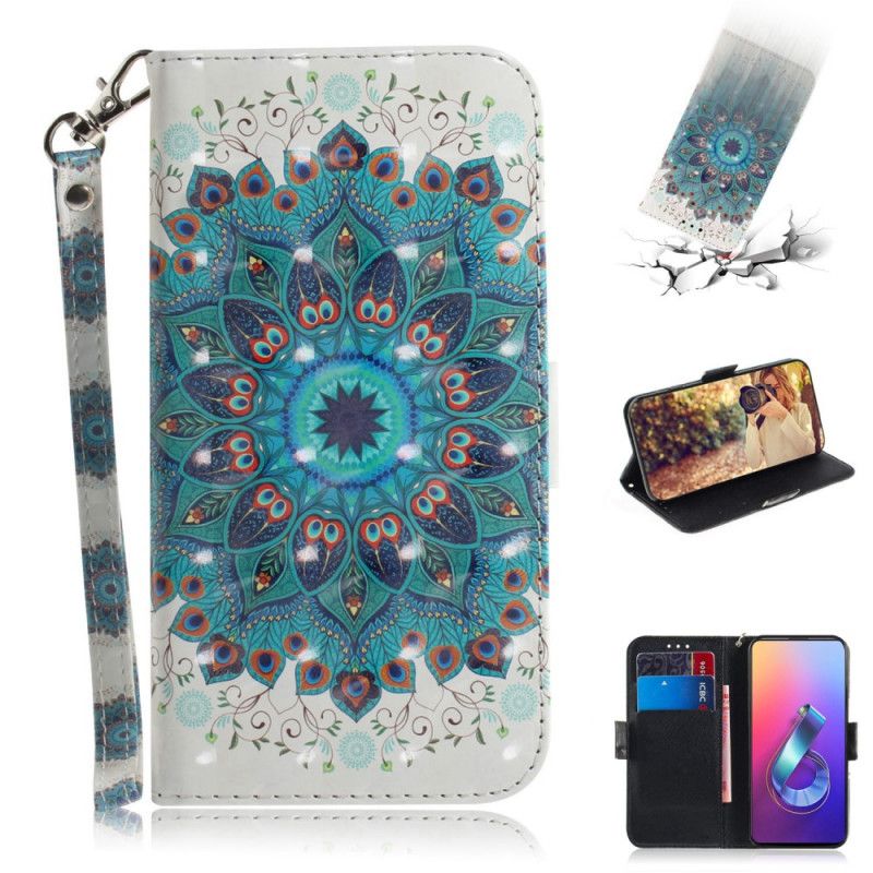 Flip Cover Læder Asus ZenFone 6 Mesterlig Mandala Med Rem