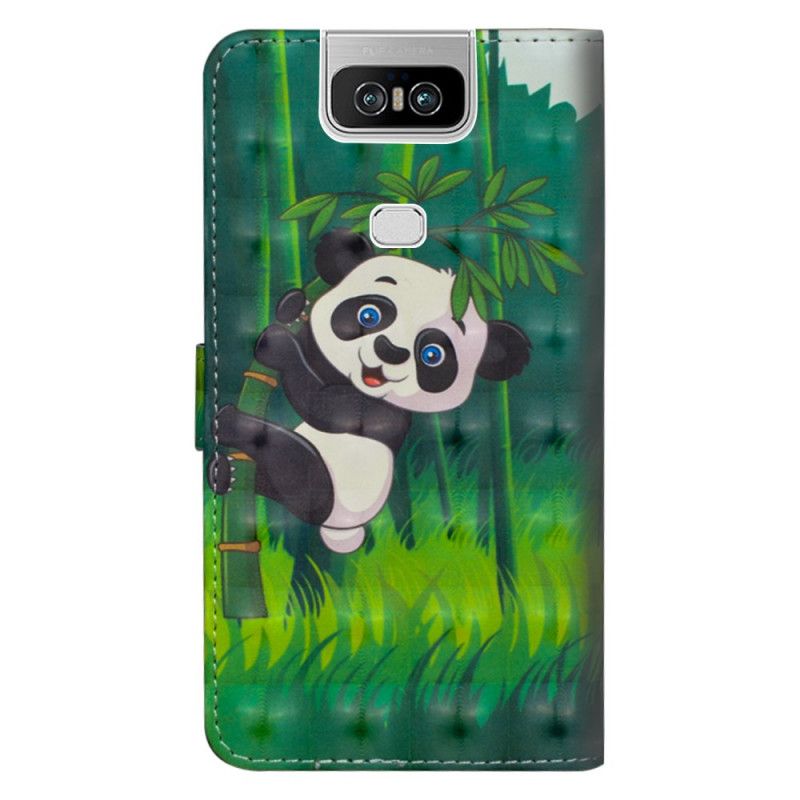 Flip Cover Læder Asus ZenFone 6 Panda Og Bambus Beskyttelse