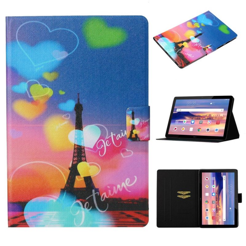 Flip Cover Læder Huawei MediaPad T3 10 Paris. Jeg Elsker Dig