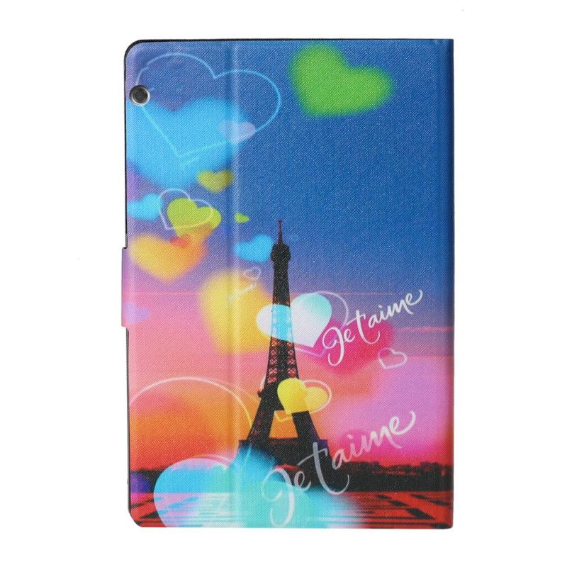 Flip Cover Læder Huawei MediaPad T3 10 Paris. Jeg Elsker Dig