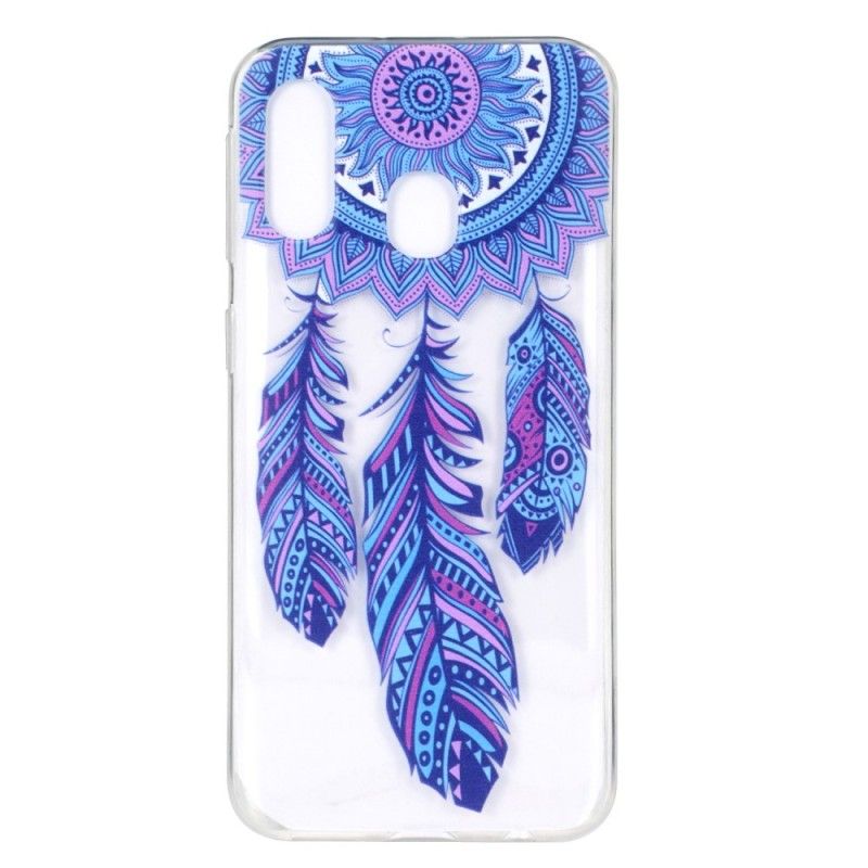 Cover for Samsung Galaxy A40 Fangst Drømmer Blå Fjer