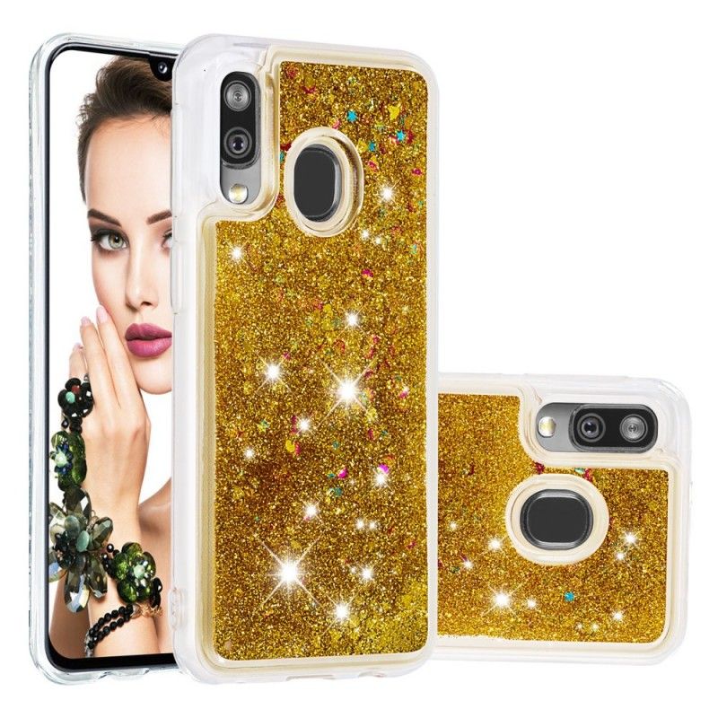 Cover for Samsung Galaxy A40 Lyserød Glitterpulver