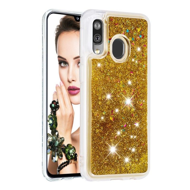 Cover for Samsung Galaxy A40 Lyserød Glitterpulver