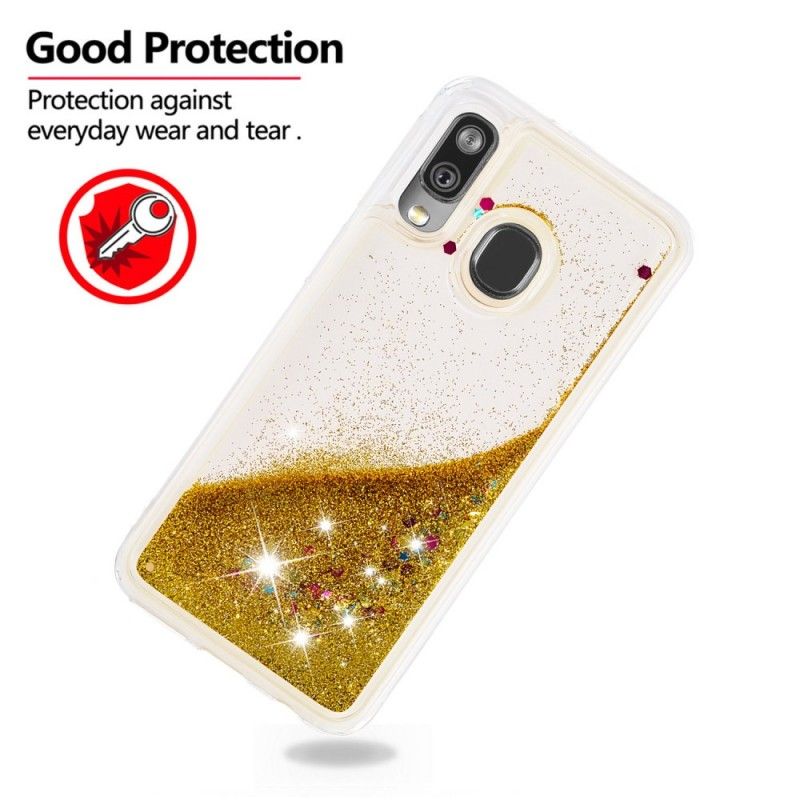 Cover for Samsung Galaxy A40 Lyserød Glitterpulver