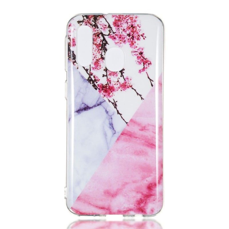 Cover for Samsung Galaxy A40 Marmoreret Blomme