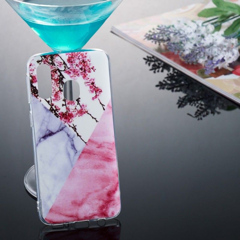 Cover for Samsung Galaxy A40 Marmoreret Blomme