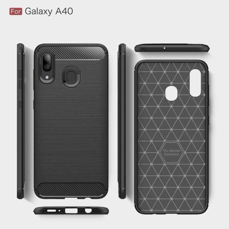 Cover for Samsung Galaxy A40 Sort Børstet Kulfiber