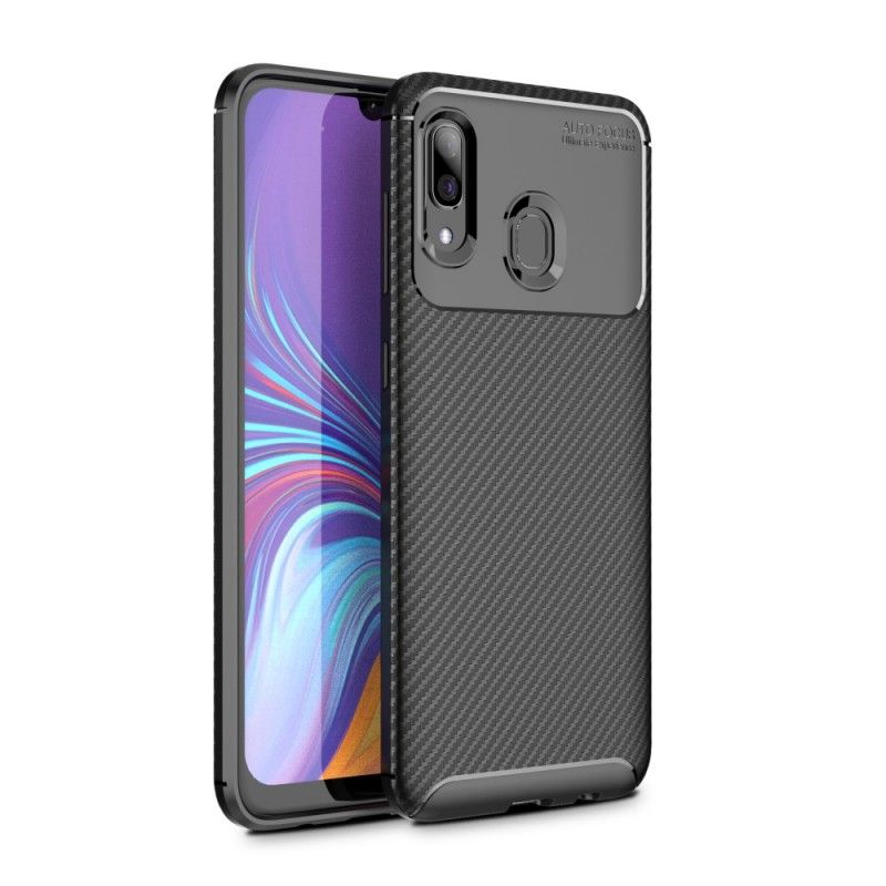 Cover for Samsung Galaxy A40 Sort Fleksibel Kulfibertekstur