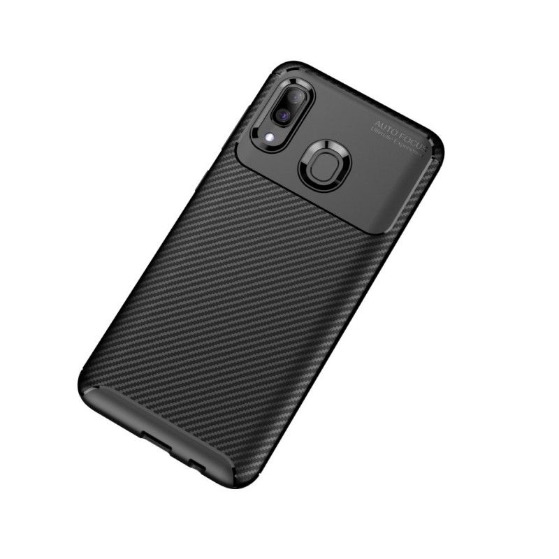 Cover for Samsung Galaxy A40 Sort Fleksibel Kulfibertekstur