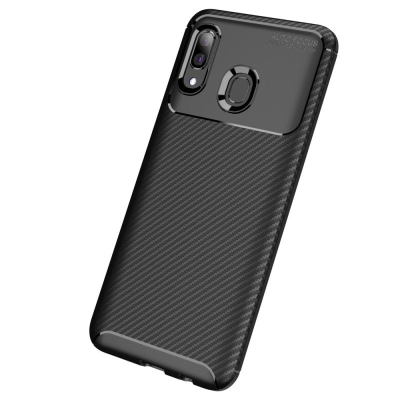 Cover for Samsung Galaxy A40 Sort Fleksibel Kulfibertekstur