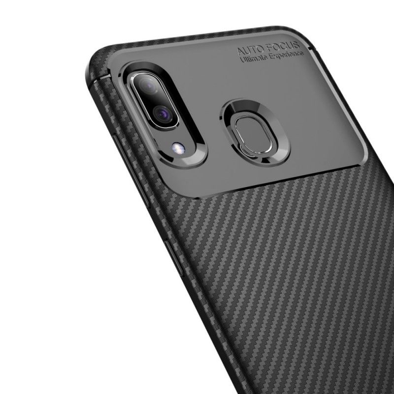 Cover for Samsung Galaxy A40 Sort Fleksibel Kulfibertekstur