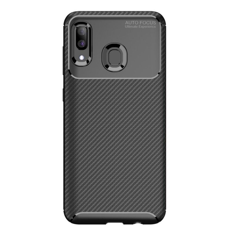 Cover for Samsung Galaxy A40 Sort Fleksibel Kulfibertekstur