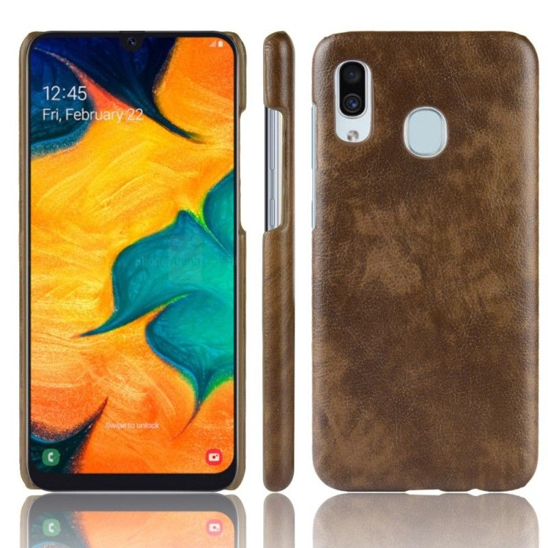 Cover for Samsung Galaxy A40 Sort Lychee-Lædereffekt