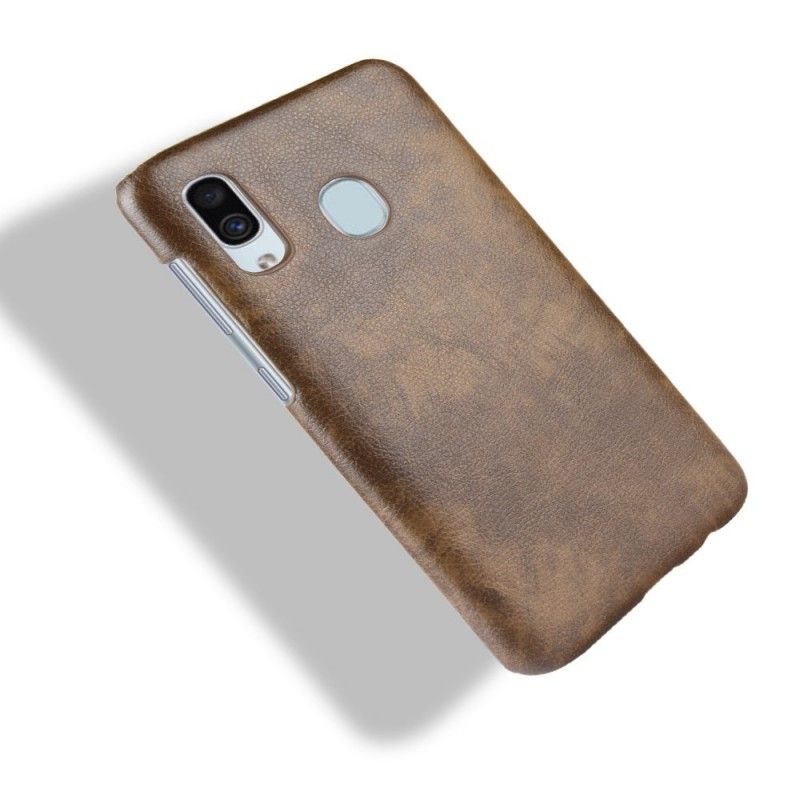 Cover for Samsung Galaxy A40 Sort Lychee-Lædereffekt