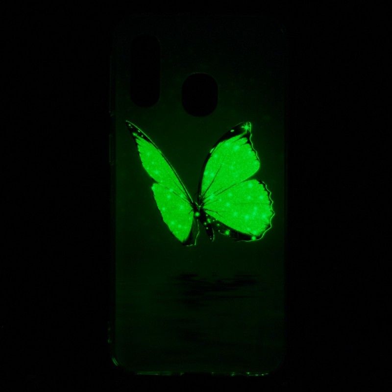 Cover Samsung Galaxy A40 Fluorescerende Blå Sommerfugl