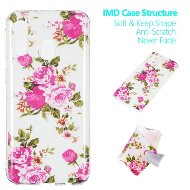 Cover Samsung Galaxy A40 Fluorescerende Frihedsblomster Original