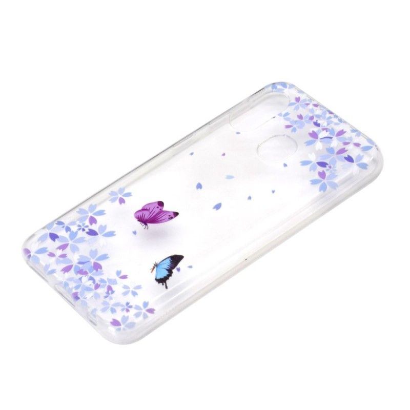 Cover Samsung Galaxy A40 Gennemsigtige Sommerfugle Og Blomster Original