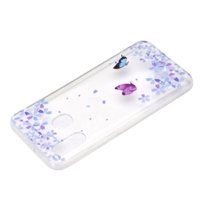 Cover Samsung Galaxy A40 Gennemsigtige Sommerfugle Og Blomster Original