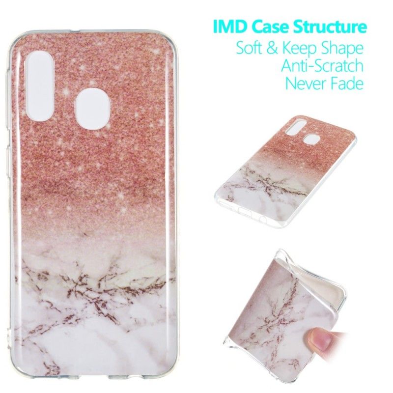 Cover Samsung Galaxy A40 Hvid Marmorglitter