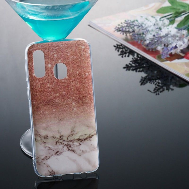 Cover Samsung Galaxy A40 Hvid Marmorglitter