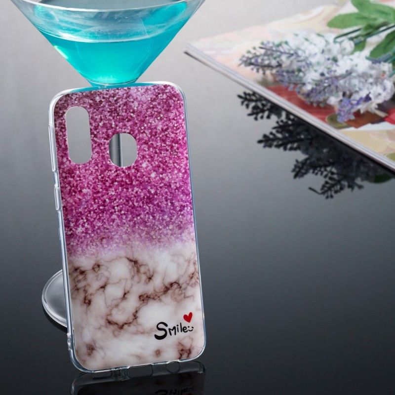 Cover Samsung Galaxy A40 Marmor Glitter Og Smil