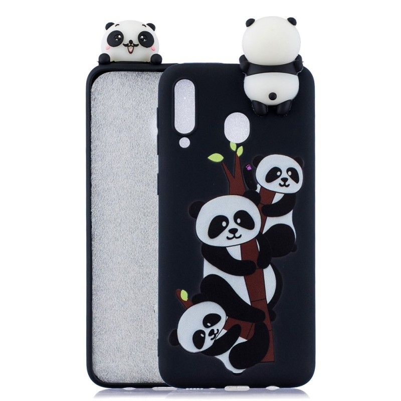 Cover Samsung Galaxy A40 Mobilcover 3D Pandaer På Bambus