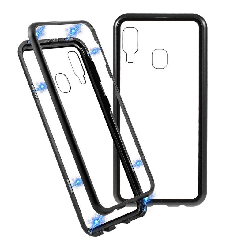 Cover Samsung Galaxy A40 Sort Metalkanter Og Hærdet Glas