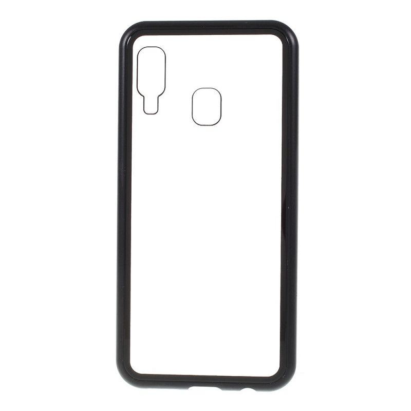 Cover Samsung Galaxy A40 Sort Metalkanter Og Hærdet Glas