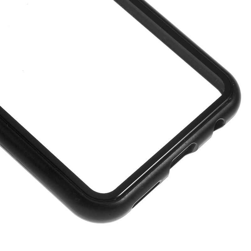 Cover Samsung Galaxy A40 Sort Metalkanter Og Hærdet Glas