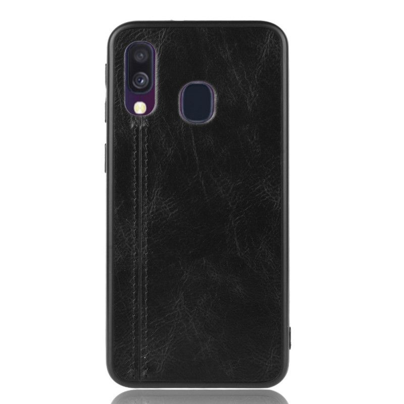 Cover Samsung Galaxy A40 Sort Mobilcover Syet Lædereffekt