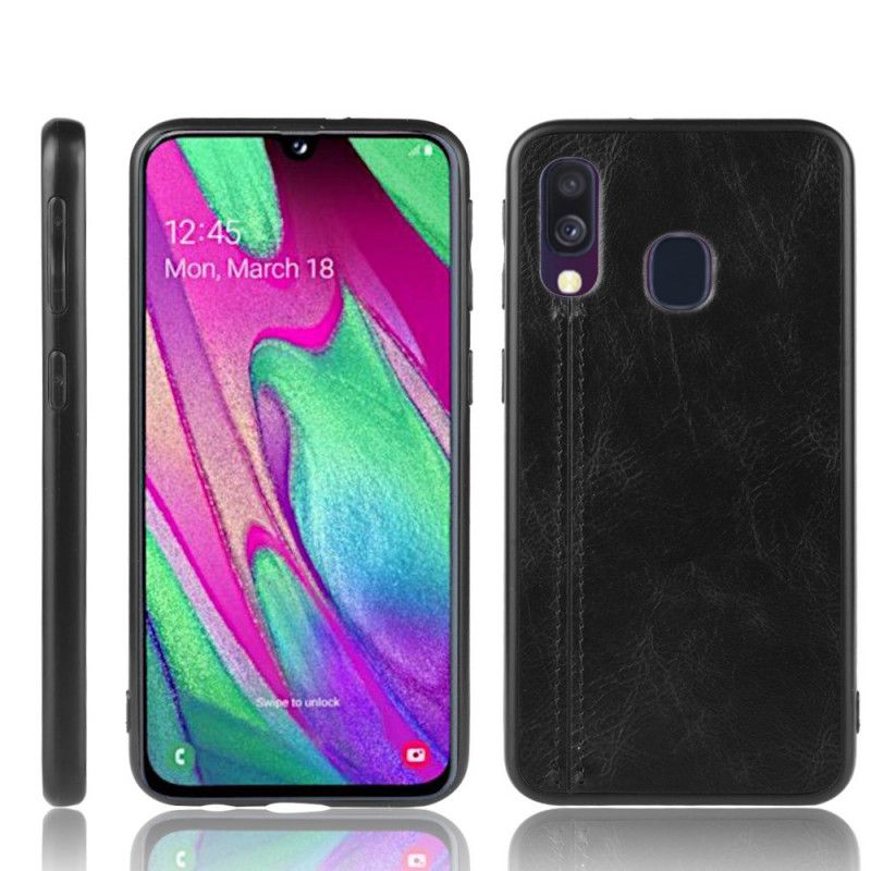 Cover Samsung Galaxy A40 Sort Mobilcover Syet Lædereffekt