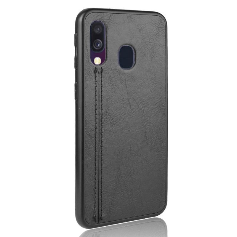 Cover Samsung Galaxy A40 Sort Mobilcover Syet Lædereffekt