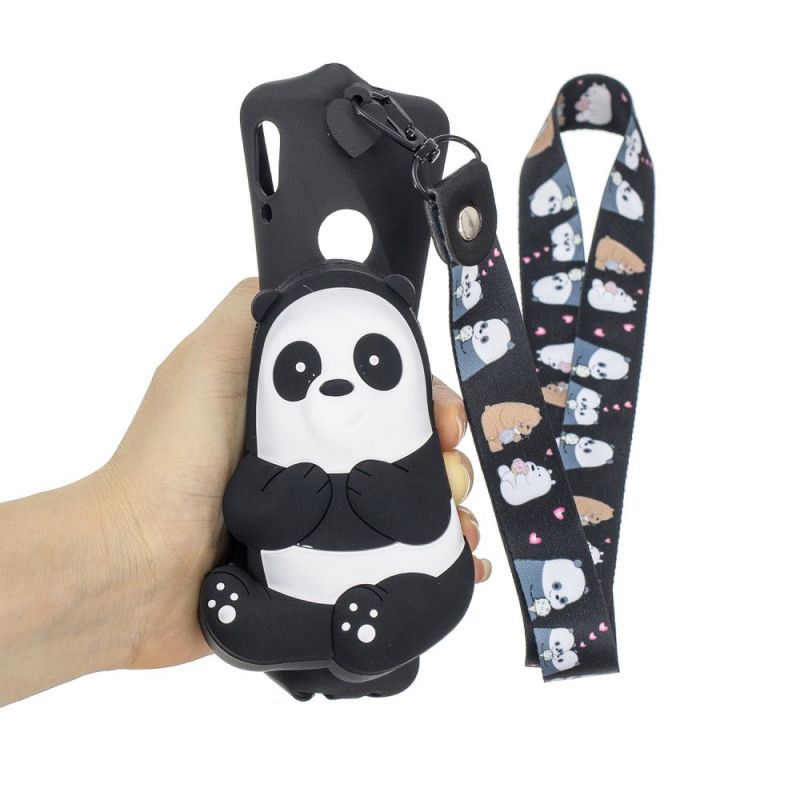 Cover Samsung Galaxy A40 Sort Panda Tegnebog Og Skulderrem