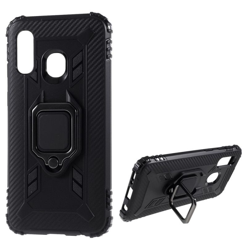 Cover Samsung Galaxy A40 Sort Ring Og Kulfiber