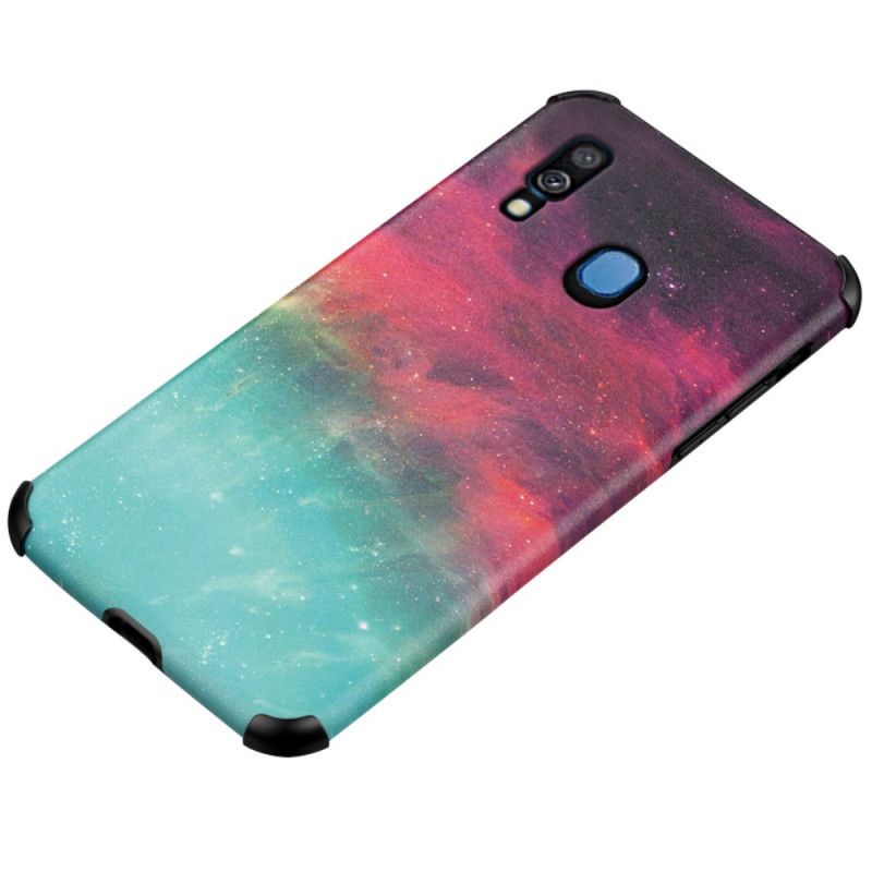 Cover Samsung Galaxy A40 Sort Silikone Og Astral Læder Effekt Beskyttelse