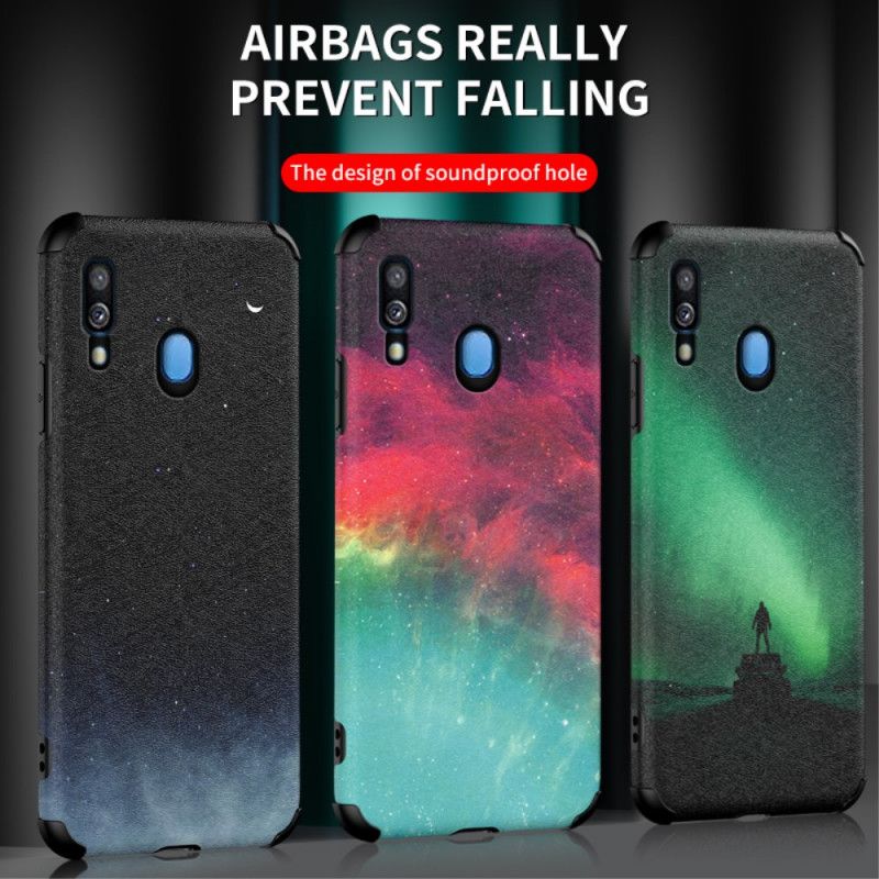 Cover Samsung Galaxy A40 Sort Silikone Og Astral Læder Effekt Beskyttelse