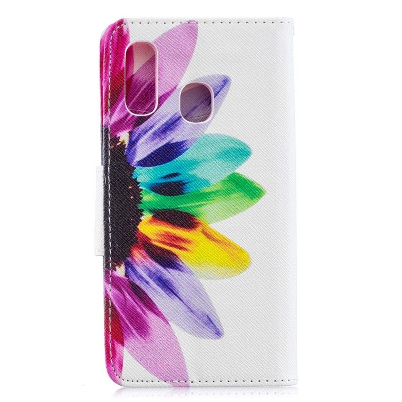 Flip Cover Læder for Samsung Galaxy A40 Akvarelblomst