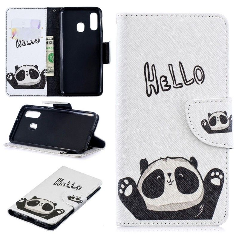 Flip Cover Læder for Samsung Galaxy A40 Hej Panda