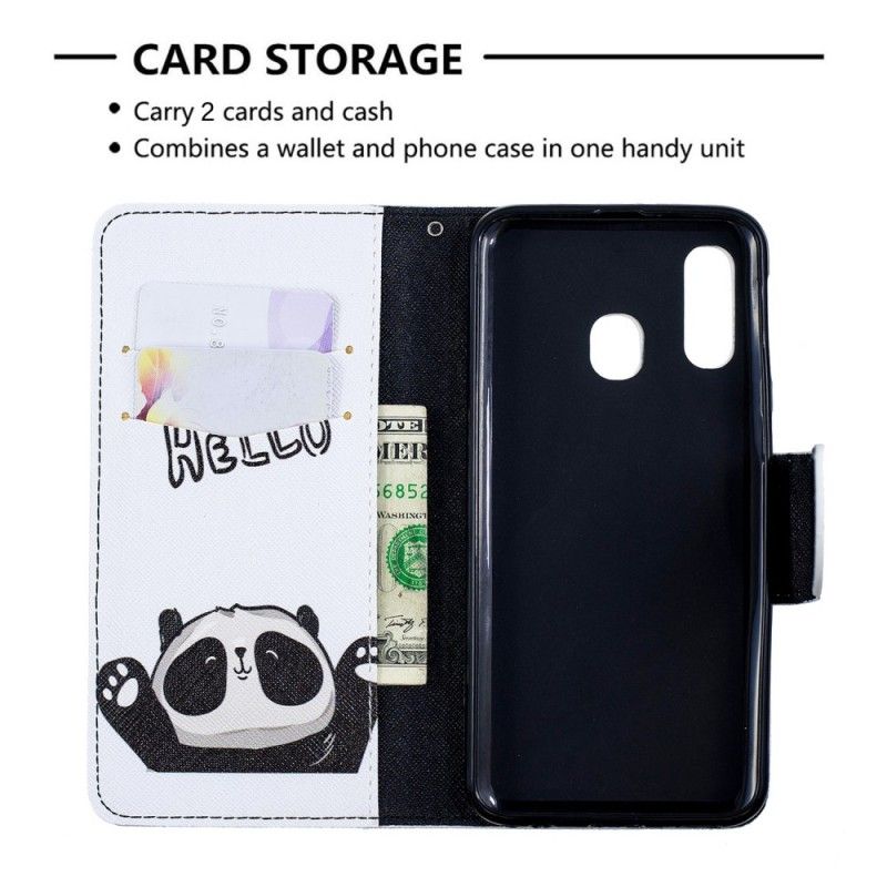 Flip Cover Læder for Samsung Galaxy A40 Hej Panda