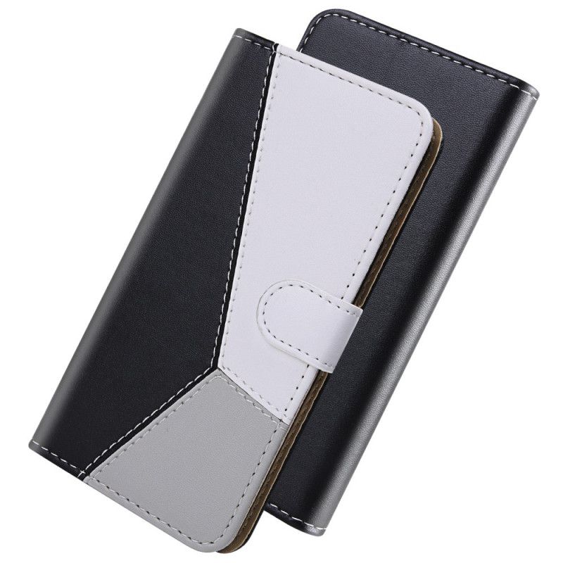 Flip Cover Læder for Samsung Galaxy A40 Hvid Tricolor Lædereffekt