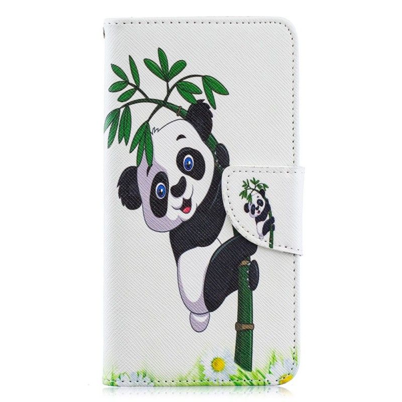 Flip Cover Læder for Samsung Galaxy A40 Panda På Bambus