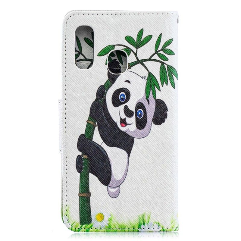 Flip Cover Læder for Samsung Galaxy A40 Panda På Bambus